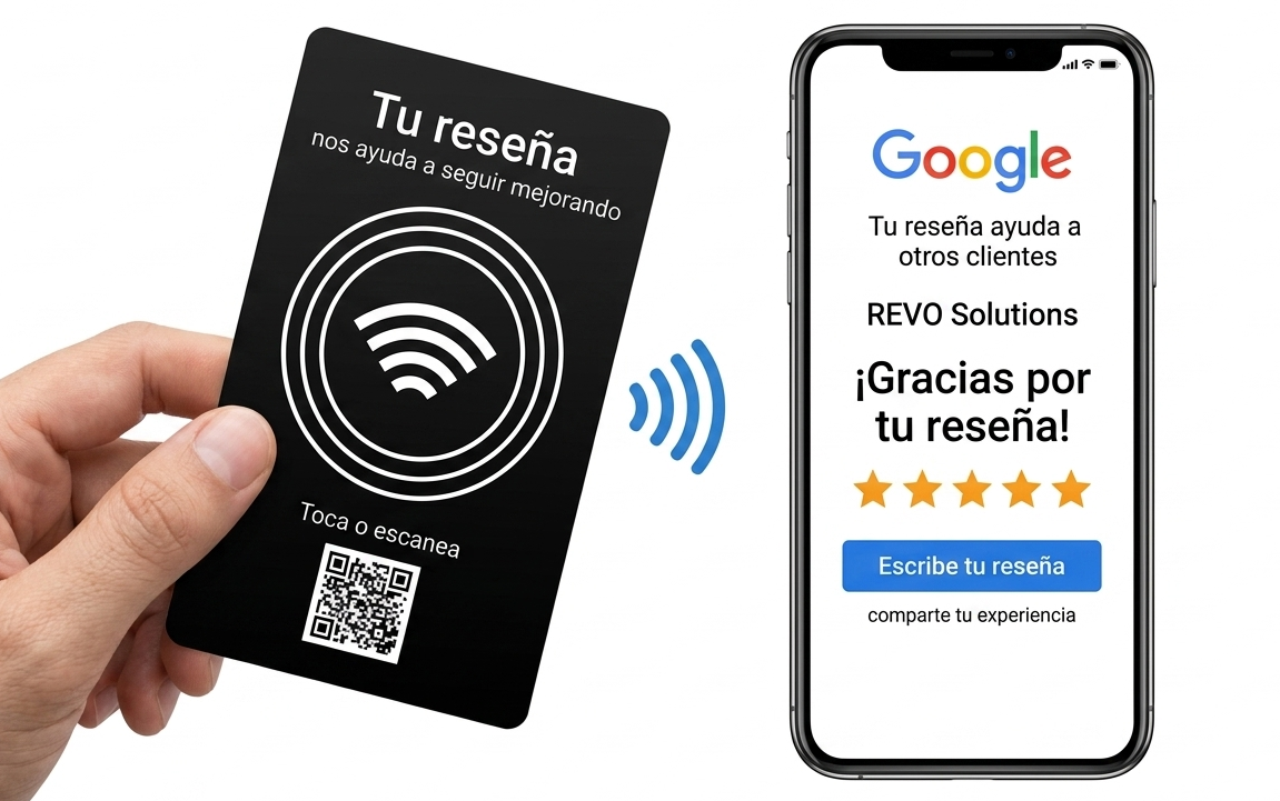 Tarjeta Review Tap NFC en uso